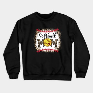 Softball Mom Leopard Funny Baseball Mom Mother's Day 2022 Shirt Crewneck Sweatshirt